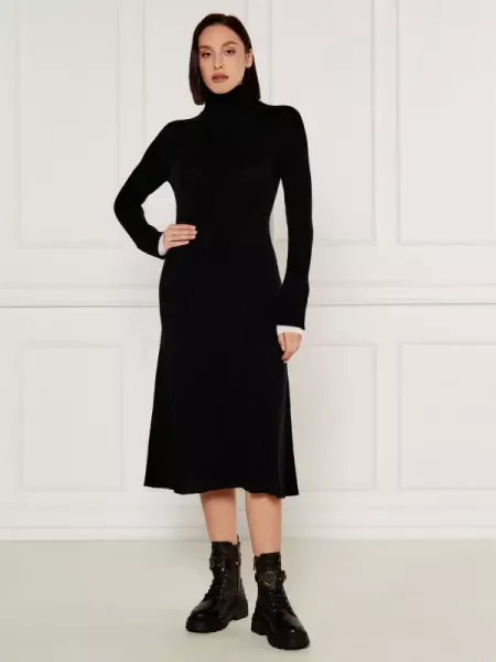 Pinko De lână rochie HIGHLANDER cu adaos de cașmir negru
