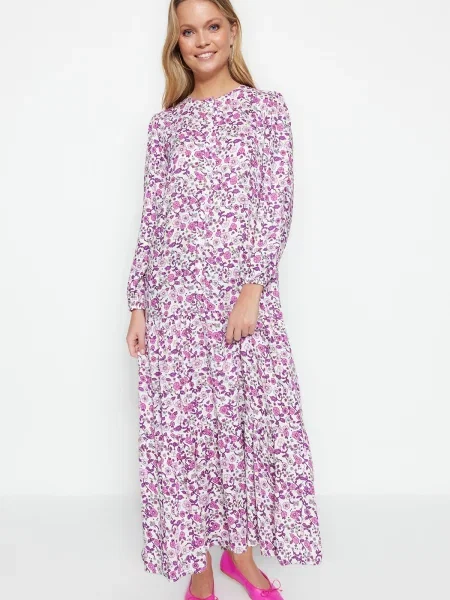 Rochie Trendyol cu model floral gri