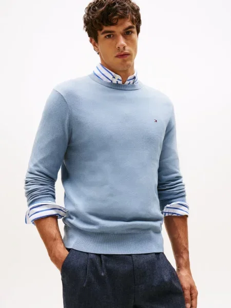 Lekki sweter Tommy Hilfiger z kaszmiru niebieski