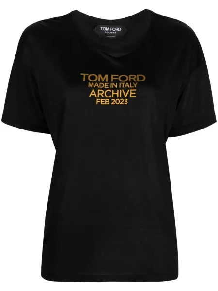 Tricou Tom Ford de mătase cu imagine negru