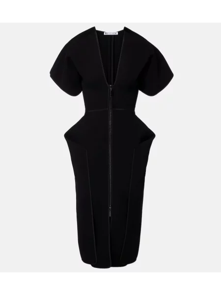 Sukienka midi Maticevski z baskinką do kolan garniturowa czarna