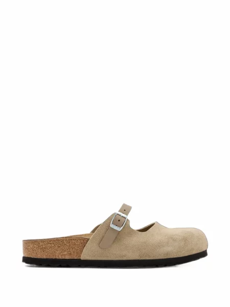 Papuci tip mules Birkenstock din piele de căprioară