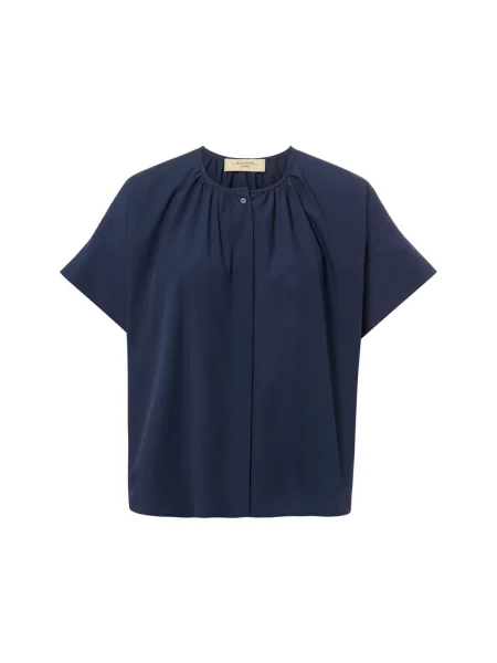 Weekend Max Mara bluzka koszulowa WKDeducata Kobiety niebieski jednolity 34 granatowa