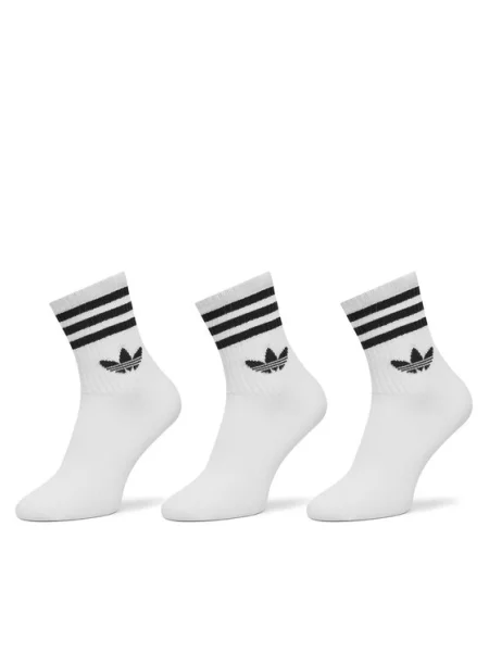Skarpety Adidas Originals w paski z nadrukiem białe