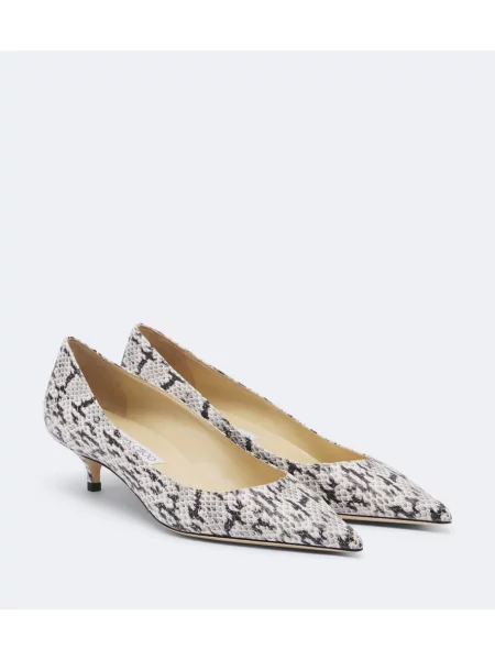 Pantofi cu toc Jimmy Choo din piele cu model piele de șarpe alb