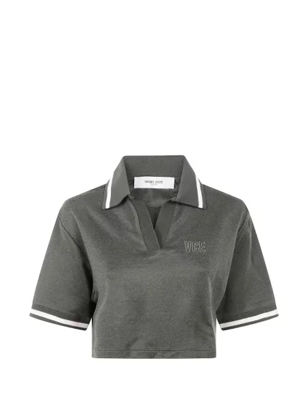 Tricou Golden Goose cu decolteu în V cu autograf verde