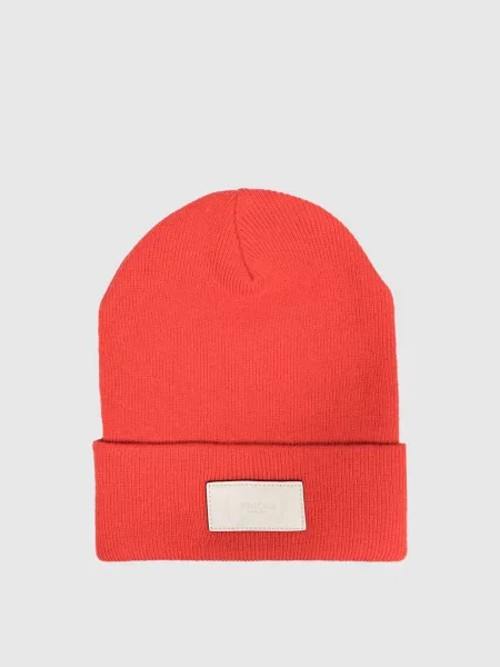 Шапка з кашеміру зі шкіряним патчем логотипа Agnona червона