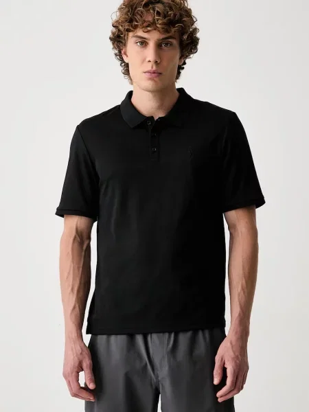 Skechers polo majica z bombažem črna