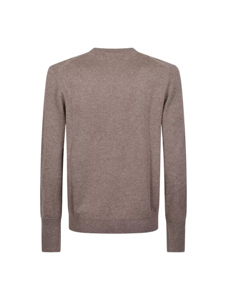 Sweter Ballantyne z kaszmiru z okrągłym dekoltem brązowy