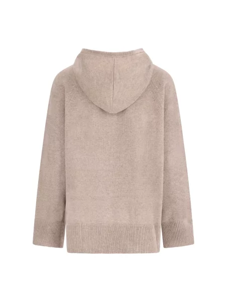 Bluza z kapturem Max Mara z kaszmiru z kapturem beżowa
