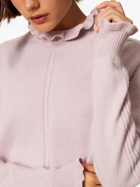 Pulover Twinset cu volane roz
