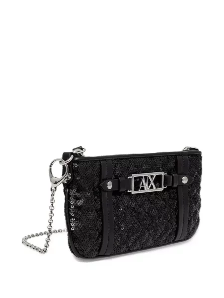 Torbica Armani Exchange sa šljokicama crna