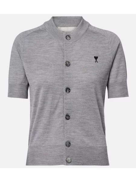 Cardigan Ami Paris de lână gri