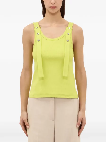 Top Msgm cu perle cu legături cu bretele galben