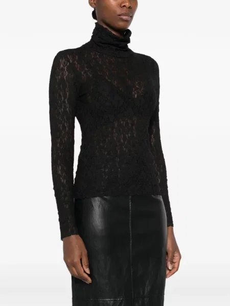 Top Dixie din dantelă negru