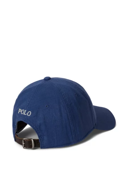 Șapcă Polo Ralph Lauren cu decolteu în V cu autograf în carouri albastru