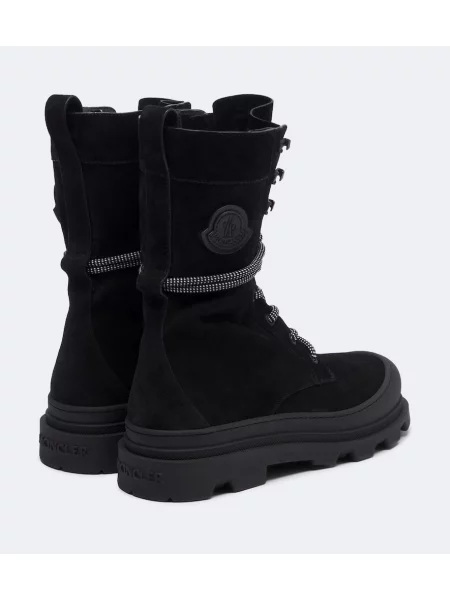 Šnurovacie semišové členkové topánky Moncler čierna