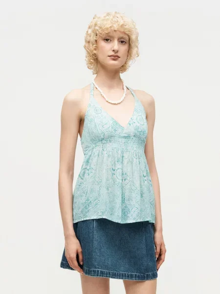 HOLLISTER Top aqua / cyan albastru