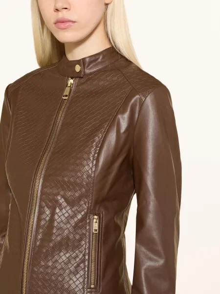 Guess Kurtka Typu Biker Claudine Z Imitacji Skóry braun brązowa