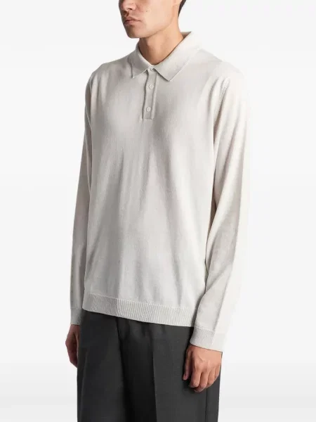 Lung tricou polo Roberto Collina gri