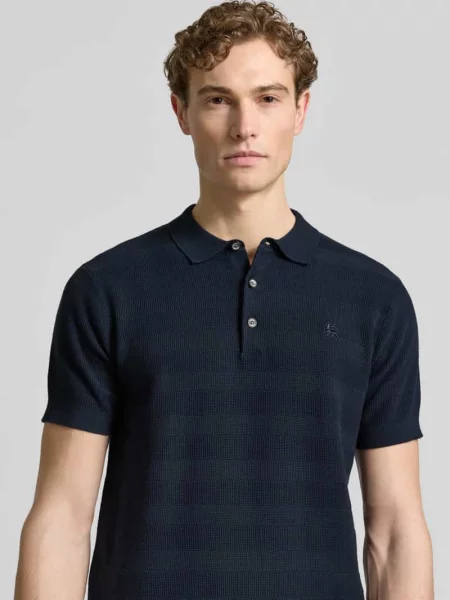 Koszulka polo o kroju slim fit z wyhaftowanym logo Lerros granatowe