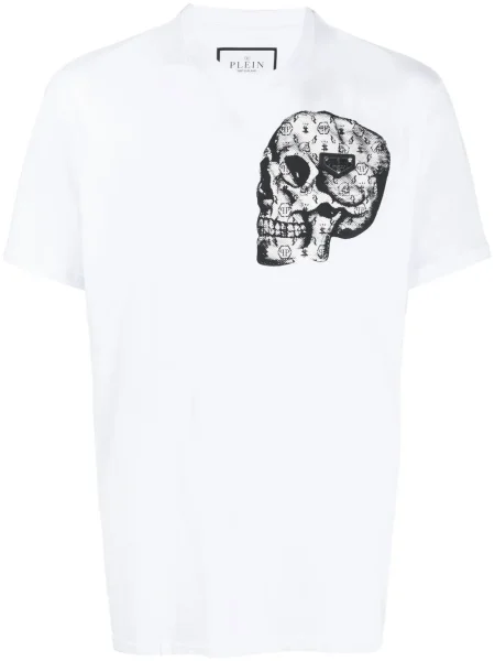 Tricou Philipp Plein cu imagine cu decolteu rotund alb