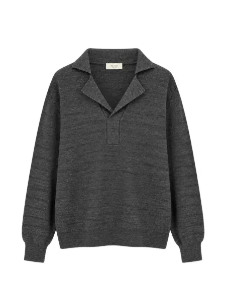 Lung tricou polo Retori de lână gri