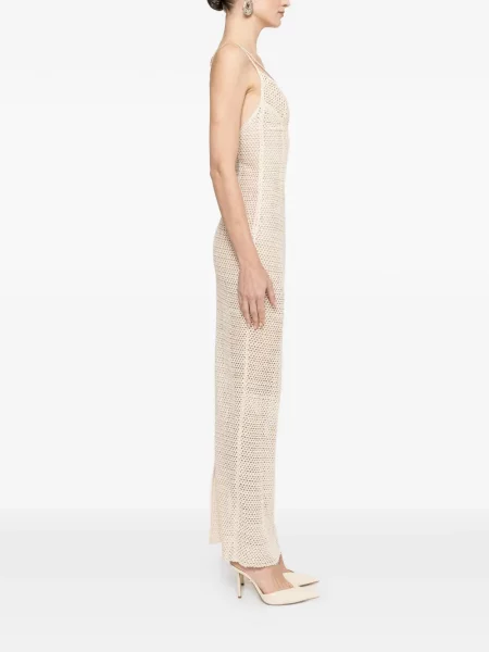 Rochie maxi Nissa cu paiete plasă alb