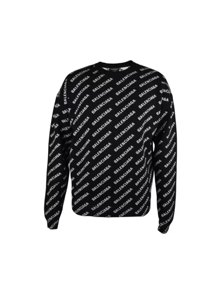 Dzianinowy sweter Balenciaga z logo czarny