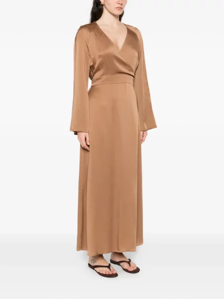 Maksi sukienka maxi Fabiana Filippi z dekoltem w serek garniturowa brązowa