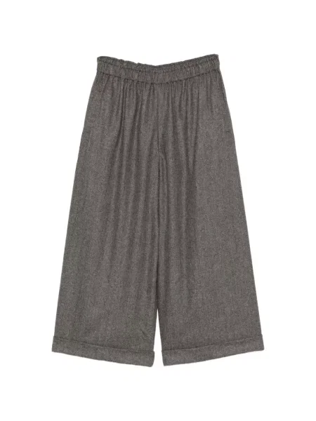 Pantaloni palazzo Daniela Gregis cu model herringbone maro
