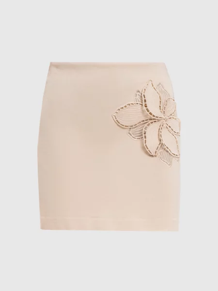 Спідниця міні з квітковою аплікацією Twinset бежева