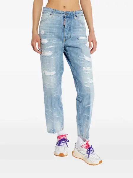 Džíny Dsquared2 s oděrkami modré