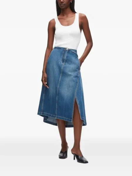 Fustă din denim 3.1 Phillip Lim asimetrică albastru