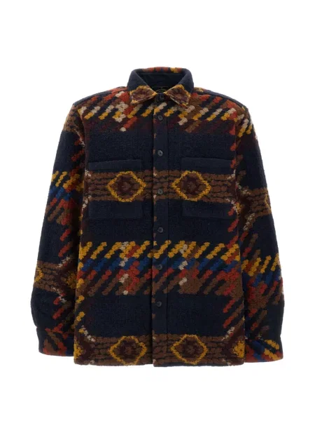 Geacă Portuguese Flannel din fleece cu imprimeu geometric albastru