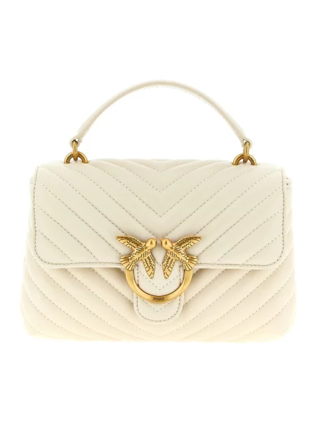 Mała mały torebka skórzana Pinko beżowa