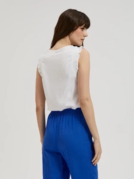 Tricou Moodo cu volane alb