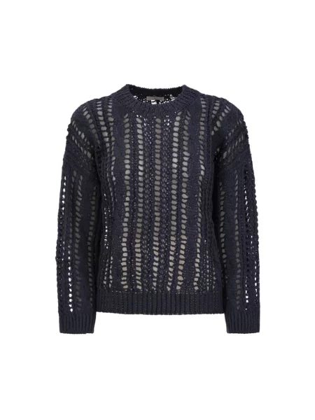 Dzianinowy sweter Brunello Cucinelli niebieski