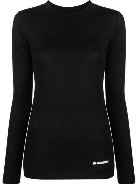 Top Jil Sander tricotate cu imagine negru