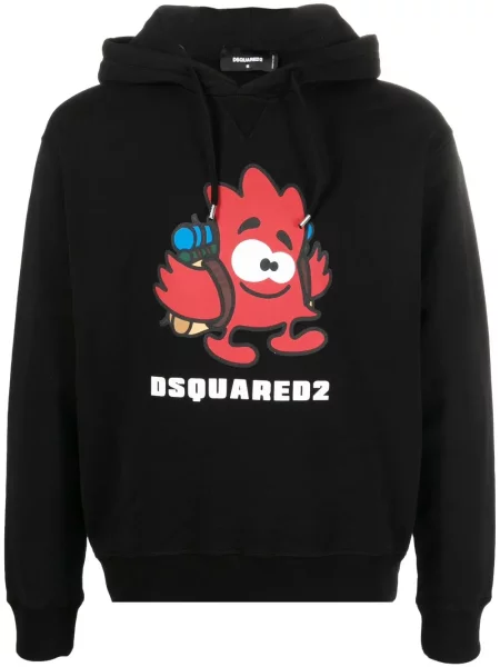 Hanorac cu glugă Dsquared2 cu imagine negru