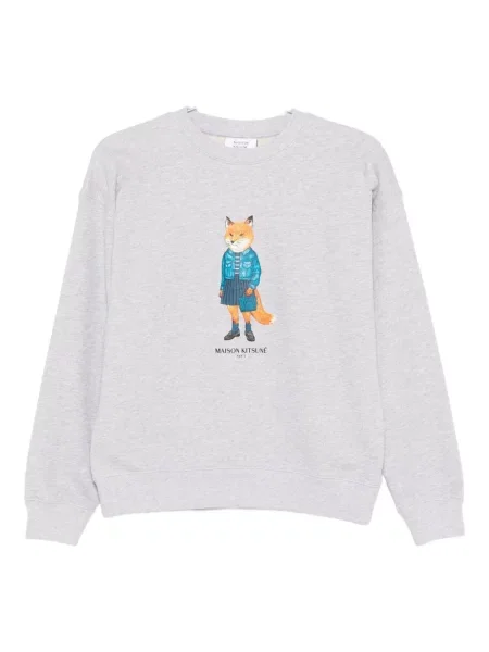 Hanorac Maison Kitsune cu imagine gri