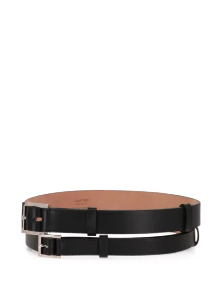 Cu centură curea Tom Ford din piele cu bretele negru