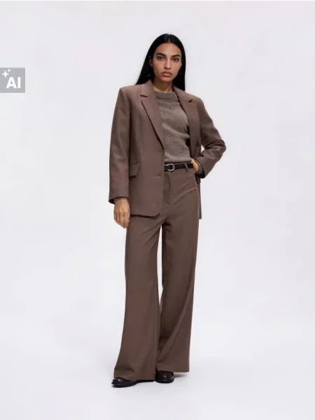 Reserved Штани wide leg з ременем різнобарвний 
