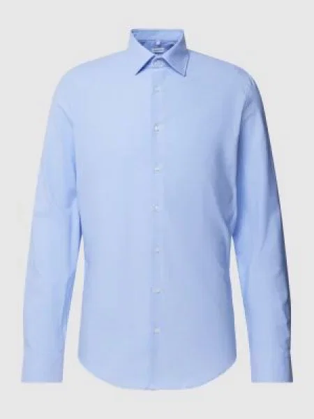 Koszula biznesowa o kroju slim fit z kołnierzykiem typu kent Seidensticker błękitna
