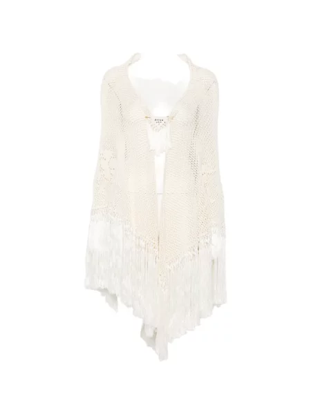 Poncho Chiara Is cu franjuri alb