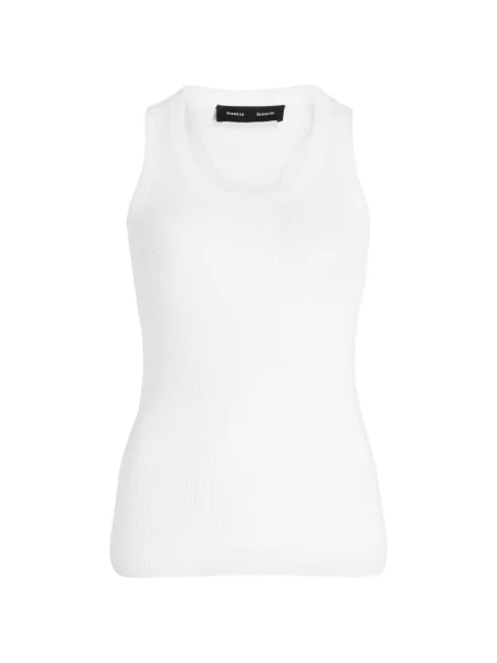 Top Proenza Schouler cu nervuri alb