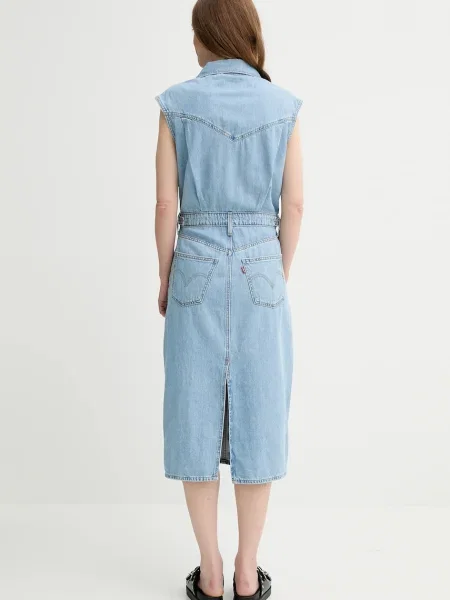 Džínové šaty Levi's ICONIC SLEEVELESS DRESS midi modrá