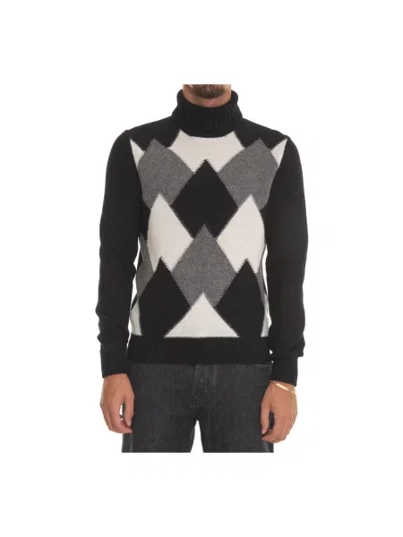 Sweter z golfem Gran Sasso z nadrukiem czarny