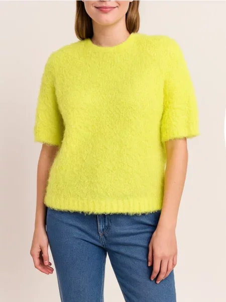 М’яка блузка з короткими рукавами та круглим вирізом жовтий