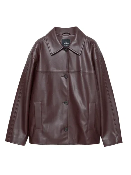 Pull&Bear Geacă de primăvară-toamnă burgundy roșu